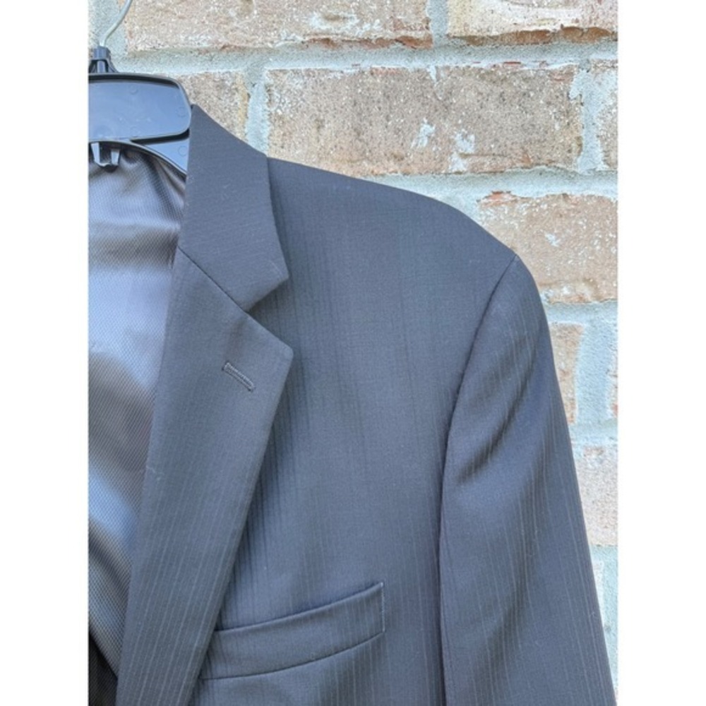 Alfani RED Mens 44L Black Wool Pinstripe 2 Button Suit Jacket Blazer 4900030019 - Picture 4 of 13